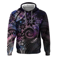 Polynesian Sunset Plumeria Zip Hoodie Galaxy Polynesian Tattoo