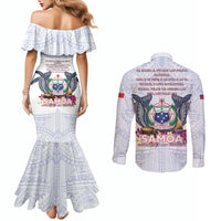 Samoa Independence Day Couples Matching Mermaid Dress and Long Sleeve Button Shirt Samoa United For A New Beginning LT05 - Polynesian Pride