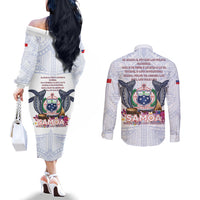 Samoa Independence Day Couples Matching Off The Shoulder Long Sleeve Dress and Long Sleeve Button Shirt Samoa United For A New Beginning