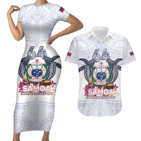 Samoa Independence Day Couples Matching Short Sleeve Bodycon Dress and Hawaiian Shirt Samoa United For A New Beginning LT05 White - Polynesian Pride