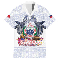Samoa Independence Day Family Matching Short Sleeve Bodycon Dress and Hawaiian Shirt Samoa United For A New Beginning LT05 Dad's Shirt - Short Sleeve White - Polynesian Pride