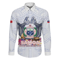 Samoa Independence Day Family Matching Short Sleeve Bodycon Dress and Hawaiian Shirt Samoa United For A New Beginning LT05 Dad's Shirt - Long Sleeve White - Polynesian Pride
