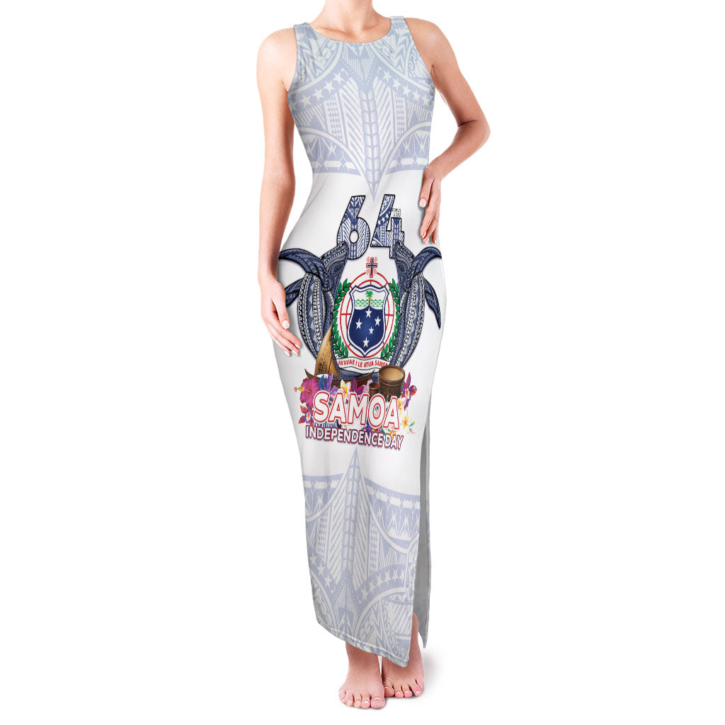 Samoa Independence Day Family Matching Tank Maxi Dress and Hawaiian Shirt Samoa United For A New Beginning LT05 Mom's Dress White - Polynesian Pride
