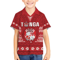Tonga King Tupou VI Day Kid Hawaiian Shirt Traditional Tongan Kupesi Pattern LT05 Kid Red - Polynesian Pride