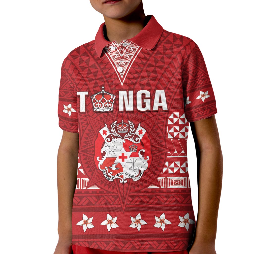 Tonga King Tupou VI Day Kid Polo Shirt Traditional Tongan Kupesi Pattern LT05 Kid Red - Polynesian Pride