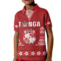 Tonga King Tupou VI Day Kid Polo Shirt Traditional Tongan Kupesi Pattern LT05 Kid Red - Polynesian Pride
