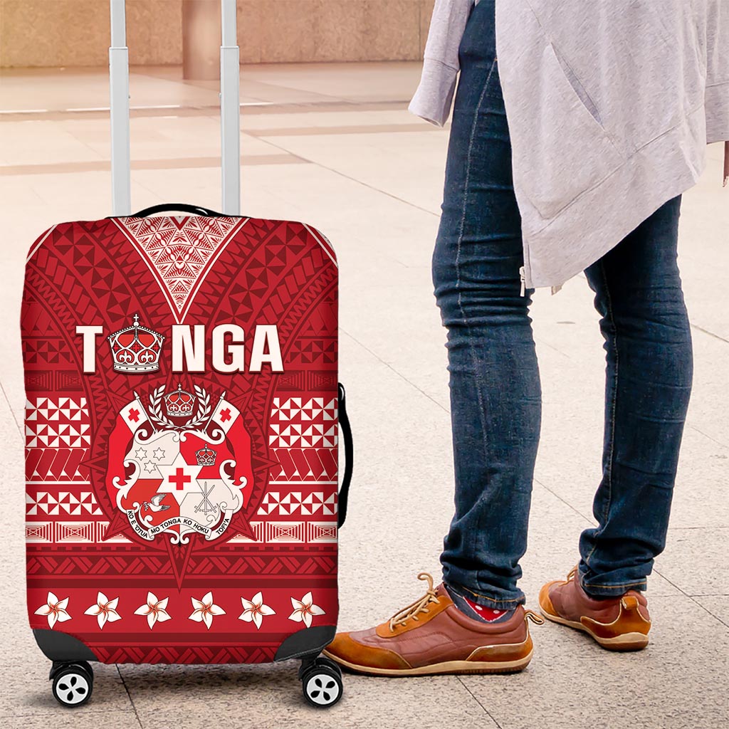 Tonga King Tupou VI Day Luggage Cover Traditional Tongan Kupesi Pattern LT05 Red - Polynesian Pride