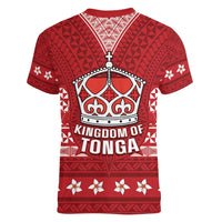 Tonga King Tupou VI Day Women V-Neck T-Shirt Traditional Tongan Kupesi Pattern LT05 - Polynesian Pride