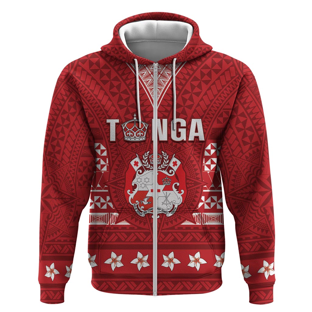 Tonga King Tupou VI Day Zip Hoodie Traditional Tongan Kupesi Pattern