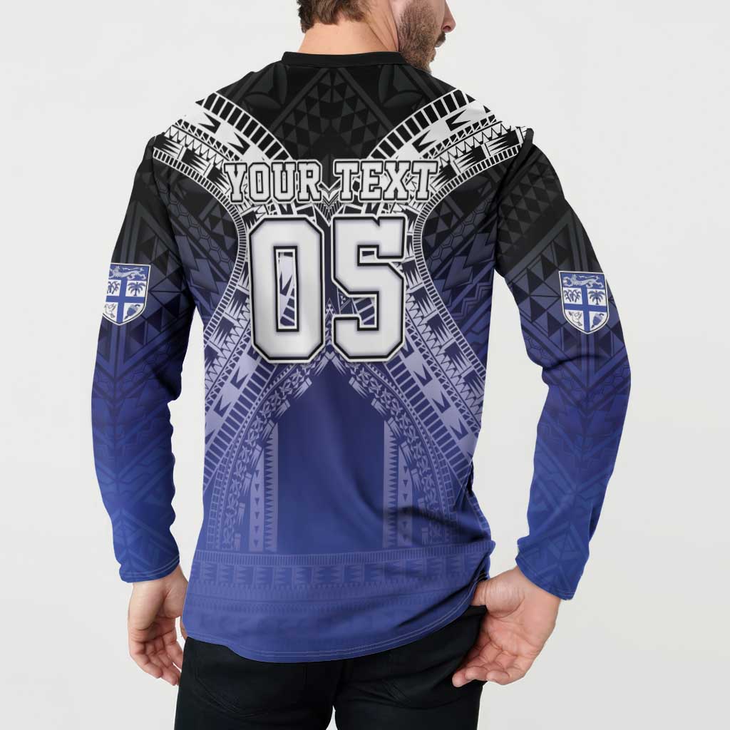 Custom Fiji Drua Button Sweatshirt Fijian Tapa Pattern LT05 - Polynesian Pride