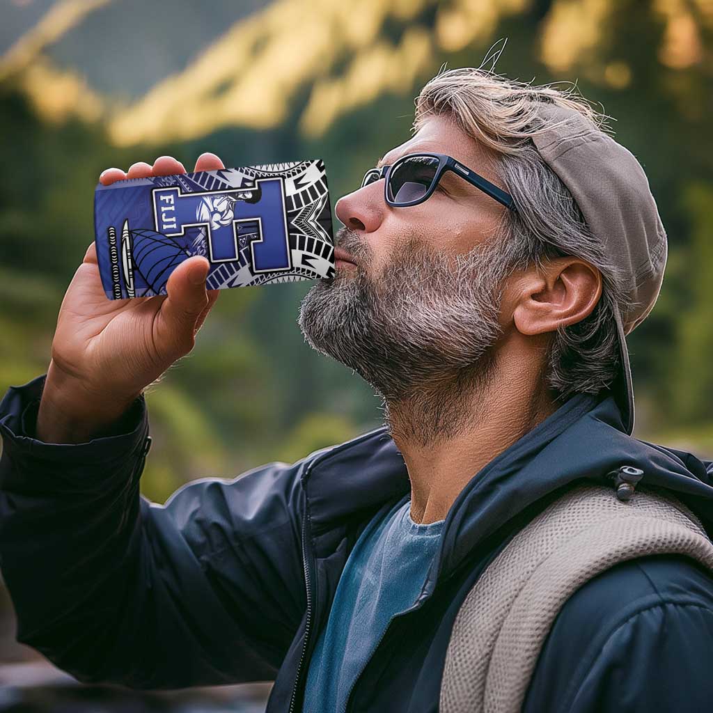 Custom Fiji Drua 4 in 1 Can Cooler Tumbler Fijian Tapa Pattern