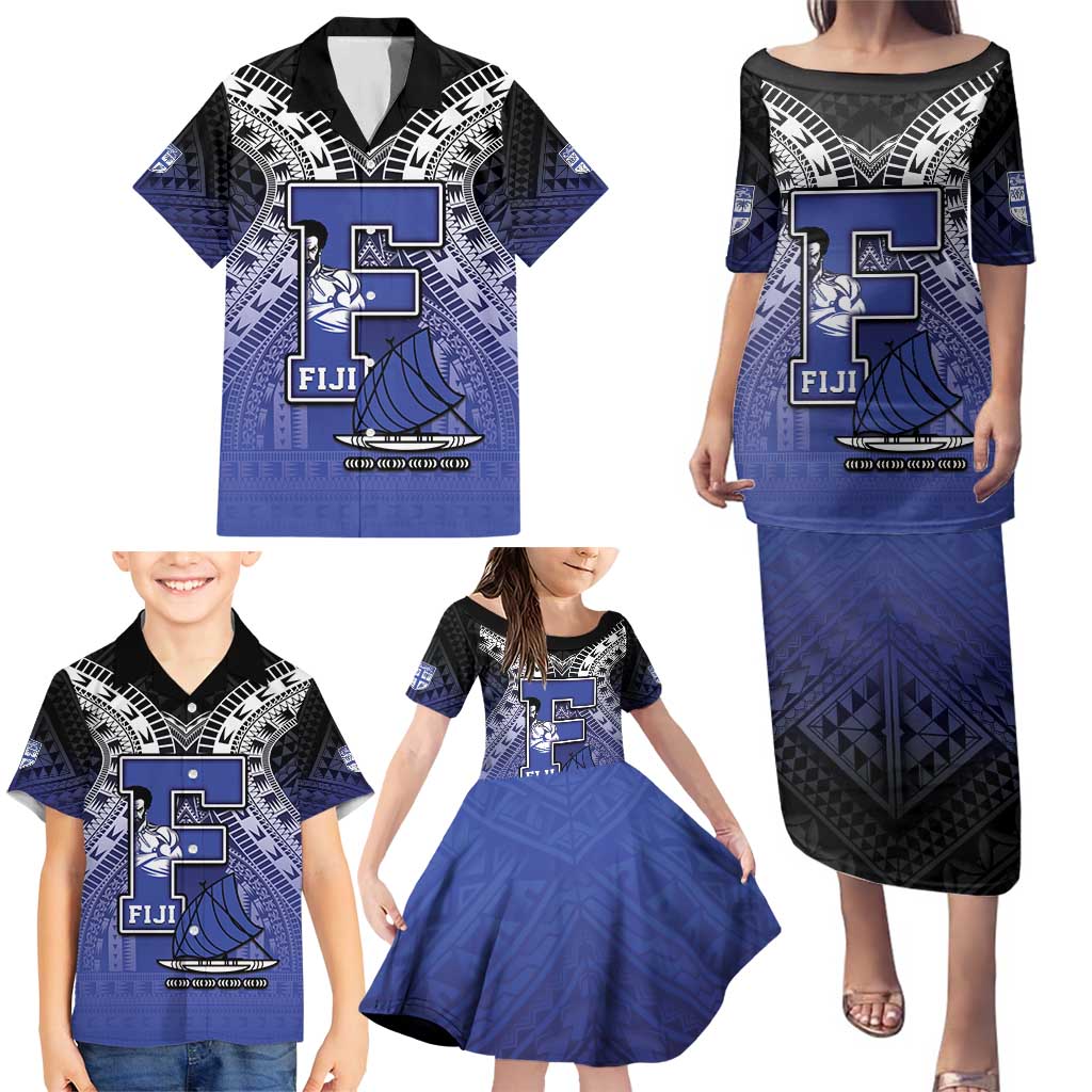 Custom Fiji Drua Family Matching Puletasi and Hawaiian Shirt Fijian Tapa Pattern LT05 - Polynesian Pride