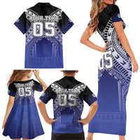 Custom Fiji Drua Family Matching Short Sleeve Bodycon Dress and Hawaiian Shirt Fijian Tapa Pattern