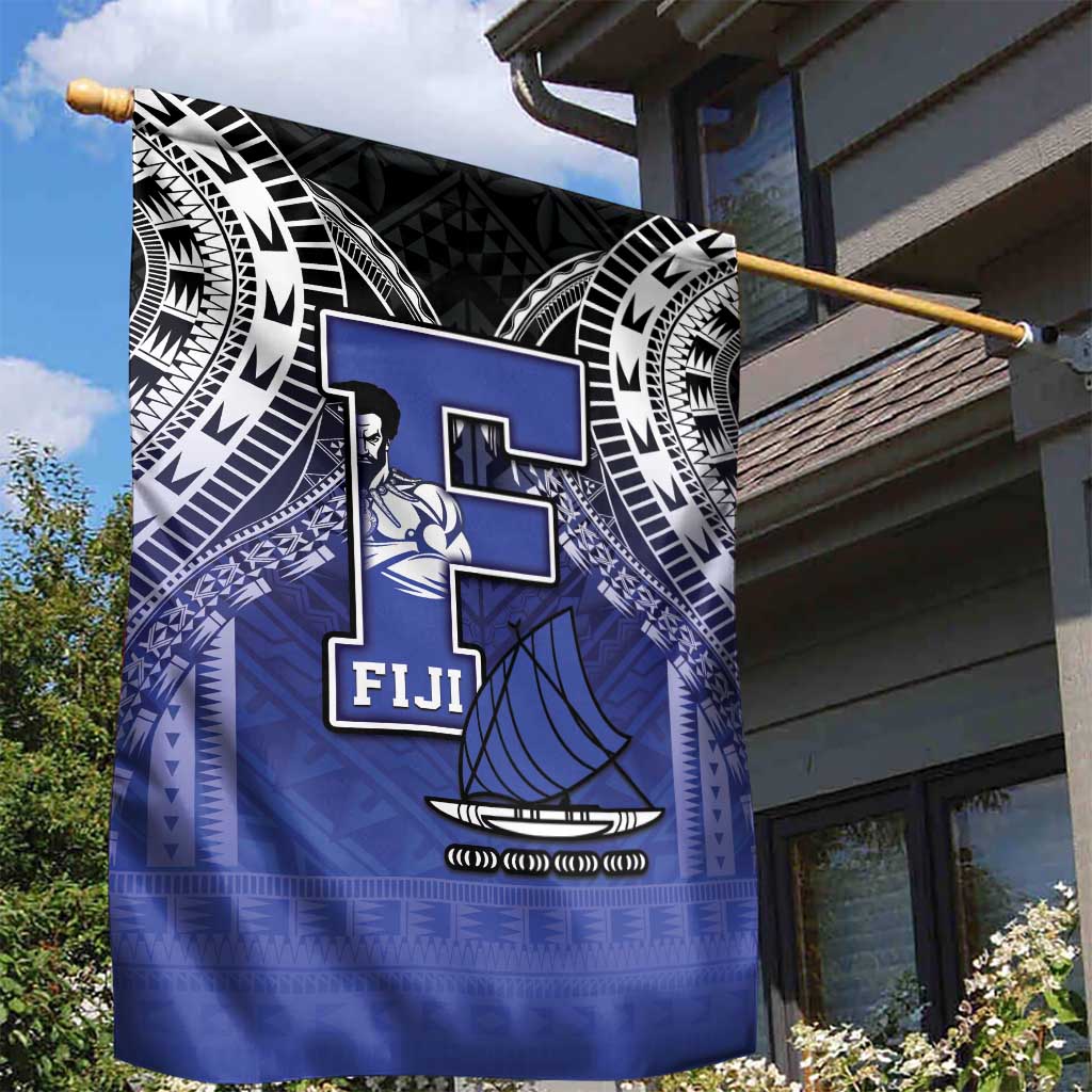 Fiji Drua Garden Flag Fijian Tapa Pattern