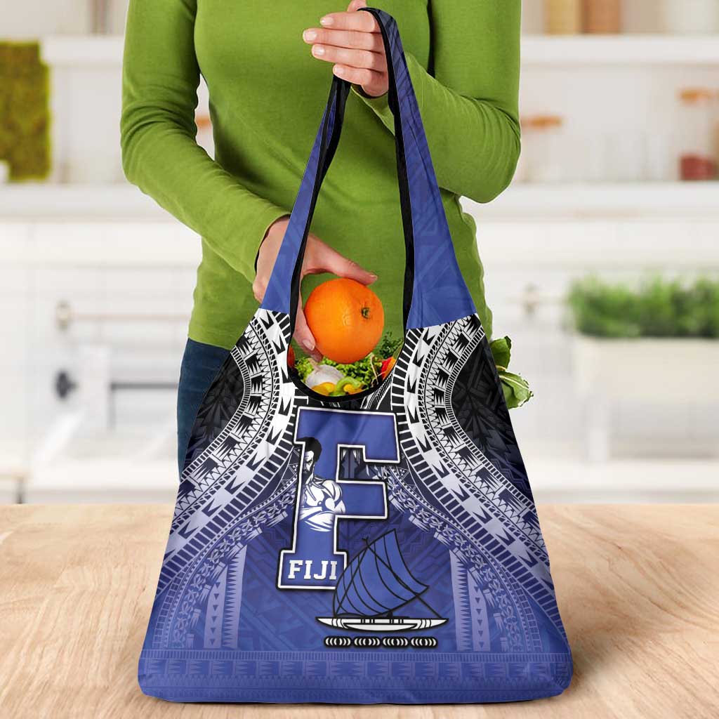 Fiji Drua Grocery Bag Fijian Tapa Pattern