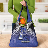 Fiji Drua Grocery Bag Fijian Tapa Pattern