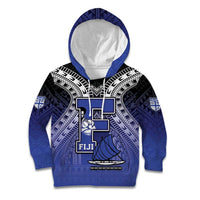 Custom Fiji Drua Kid Hoodie Fijian Tapa Pattern
