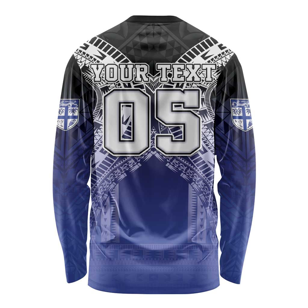 Custom Fiji Drua Long Sleeve Shirt Fijian Tapa Pattern LT05 - Polynesian Pride