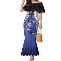 Custom Fiji Drua Mermaid Dress Fijian Tapa Pattern LT05 Women Blue - Polynesian Pride