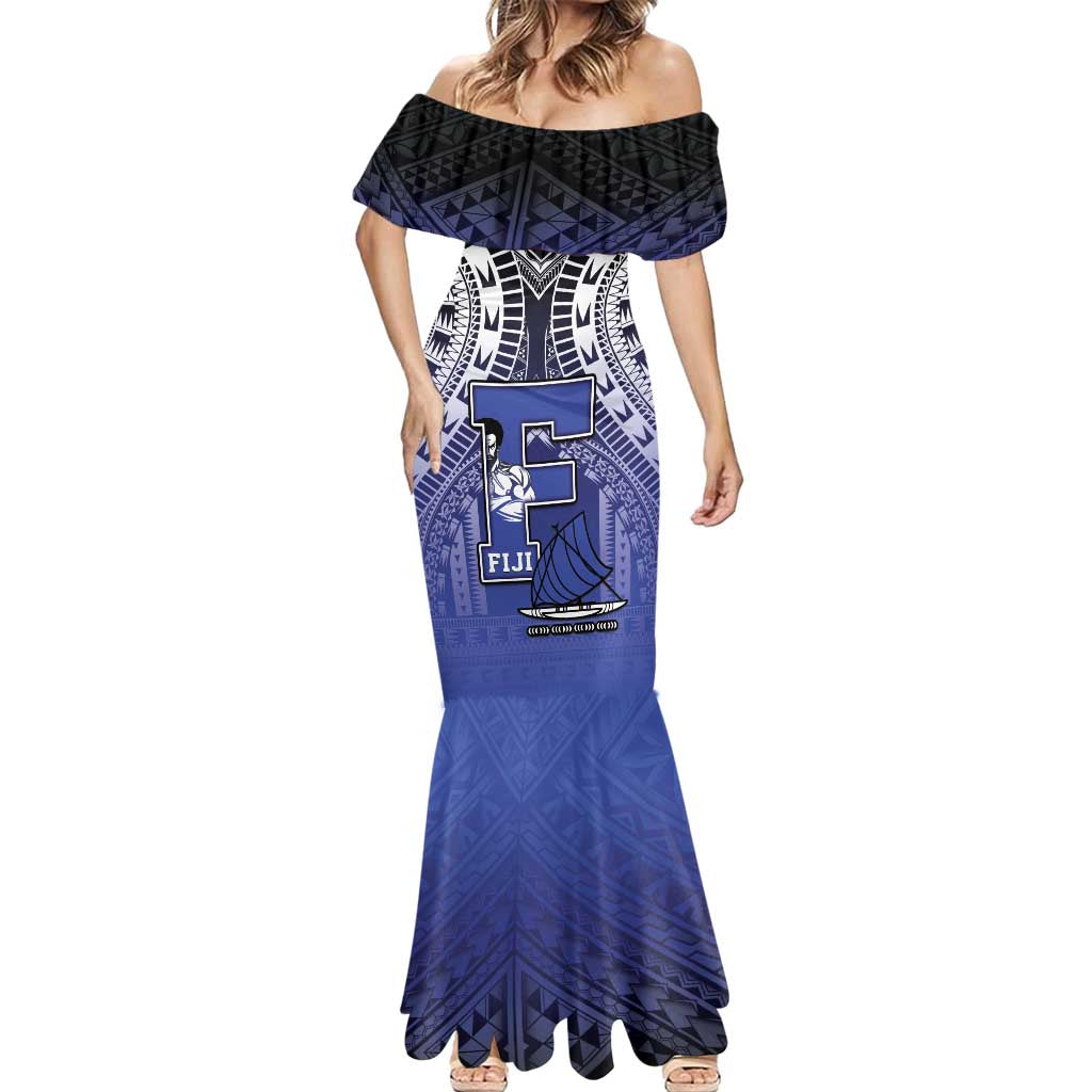 Custom Fiji Drua Mermaid Dress Fijian Tapa Pattern LT05 - Polynesian Pride