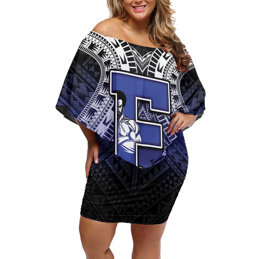 Custom Fiji Drua Off Shoulder Short Dress Fijian Tapa Pattern