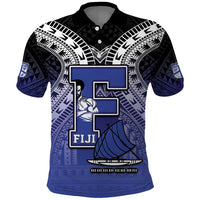 Custom Fiji Drua Polo Shirt Fijian Tapa Pattern LT05 Blue - Polynesian Pride