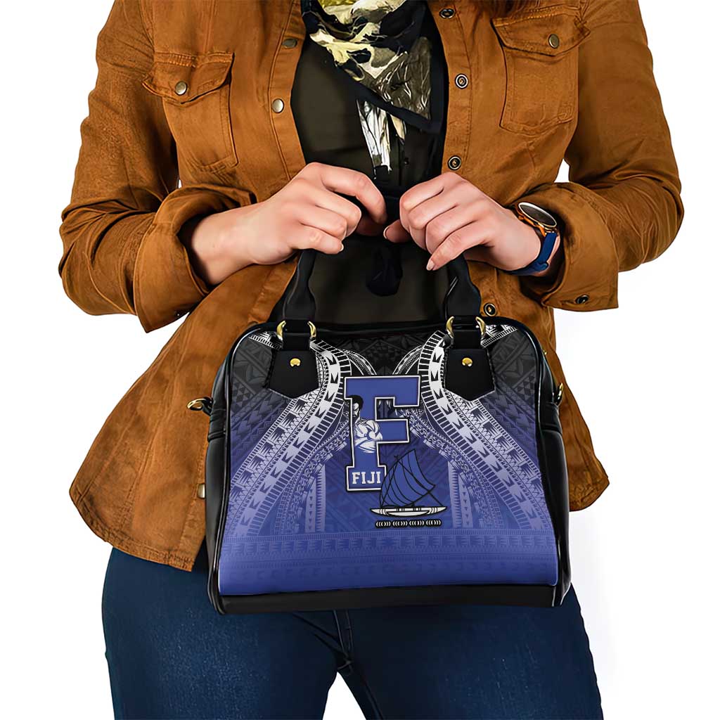 Fiji Drua Shoulder Handbag Fijian Tapa Pattern