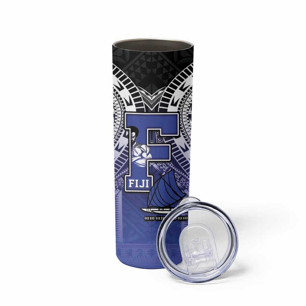Custom Fiji Drua Skinny Tumbler Fijian Tapa Pattern