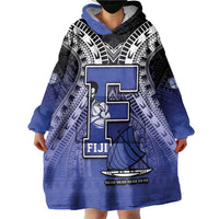 Custom Fiji Drua Wearable Blanket Hoodie Fijian Tapa Pattern