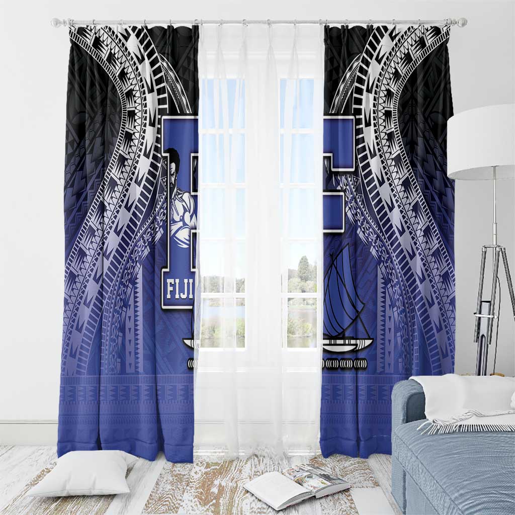 Fiji Drua Window Curtain Fijian Tapa Pattern