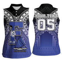 Custom Fiji Drua Women Sleeveless Polo Shirt Fijian Tapa Pattern LT05 - Polynesian Pride