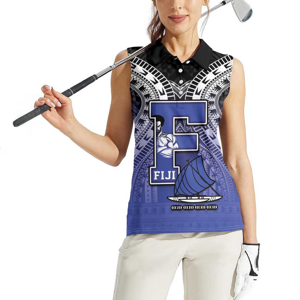 Custom Fiji Drua Women Sleeveless Polo Shirt Fijian Tapa Pattern LT05 - Polynesian Pride