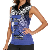 Custom Fiji Drua Women Sleeveless Polo Shirt Fijian Tapa Pattern LT05 - Polynesian Pride