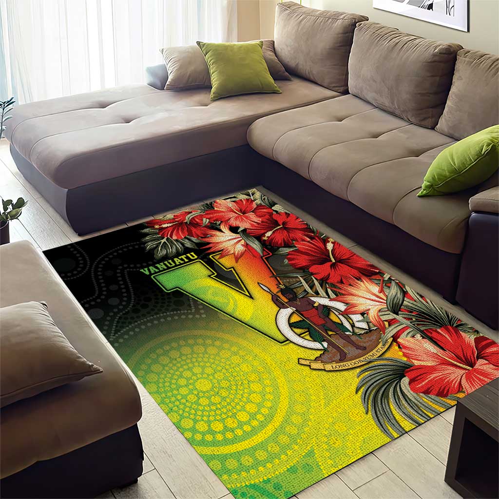 Aboriginal Dot Art Vanuatu Area Rug Tropical Flowers