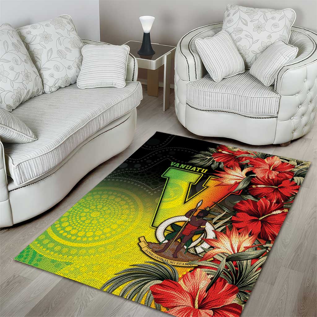 Aboriginal Dot Art Vanuatu Area Rug Tropical Flowers