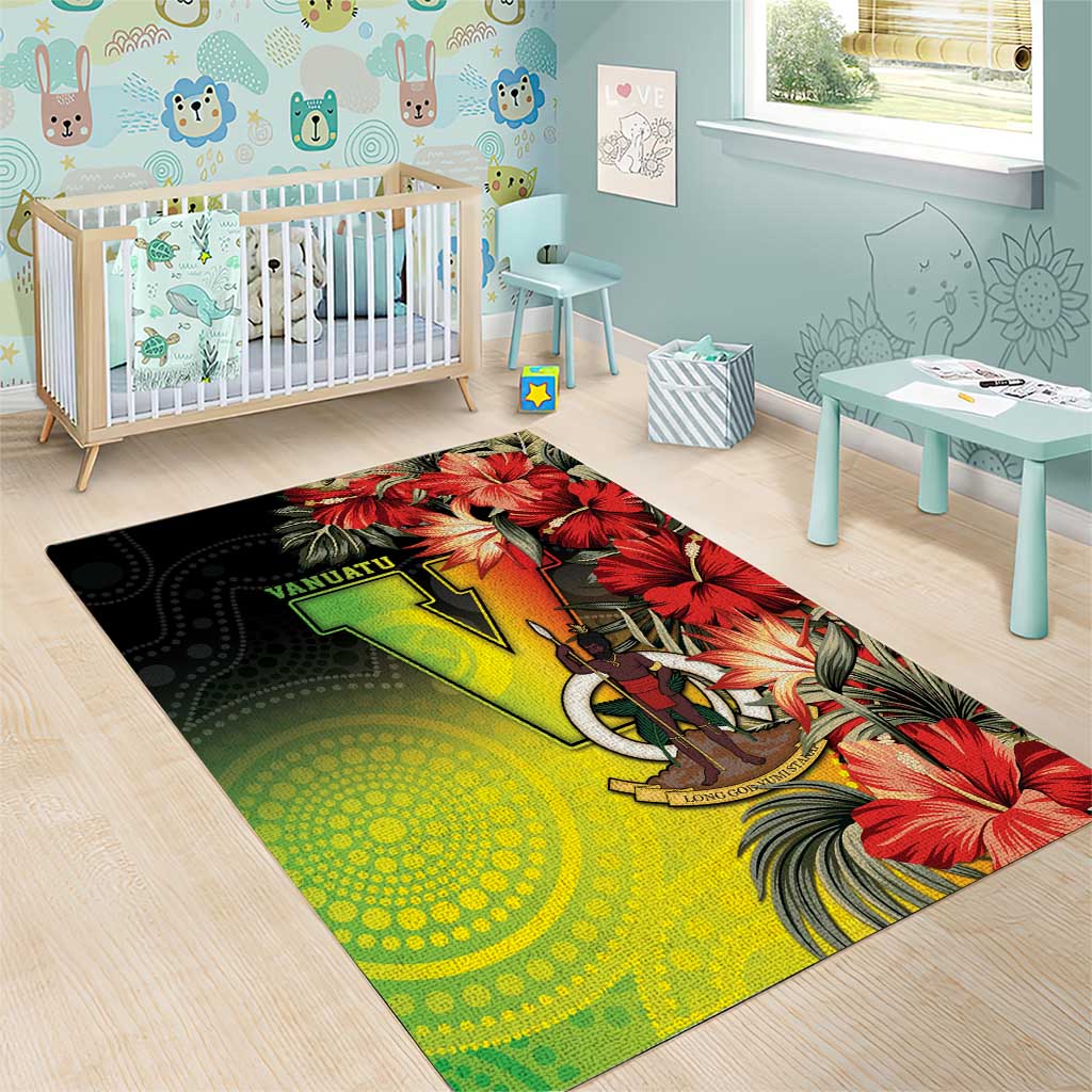 Aboriginal Dot Art Vanuatu Area Rug Tropical Flowers