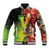 Aboriginal Dot Art Vanuatu Personalised Baseball Jacket Tropical Flowers LT05 Unisex Reggae - Polynesian Pride