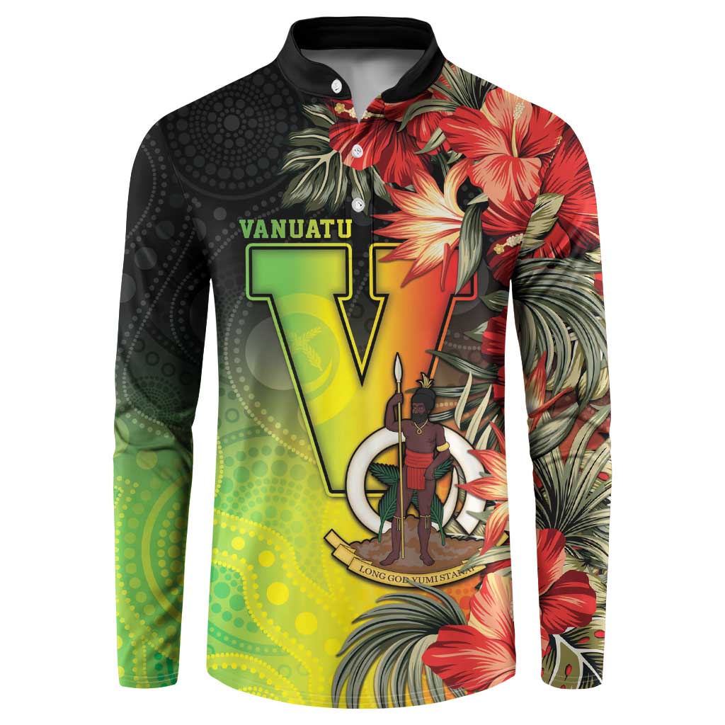 Aboriginal Dot Art Vanuatu Personalised Button Sweatshirt Tropical Flowers LT05 Reggae - Polynesian Pride