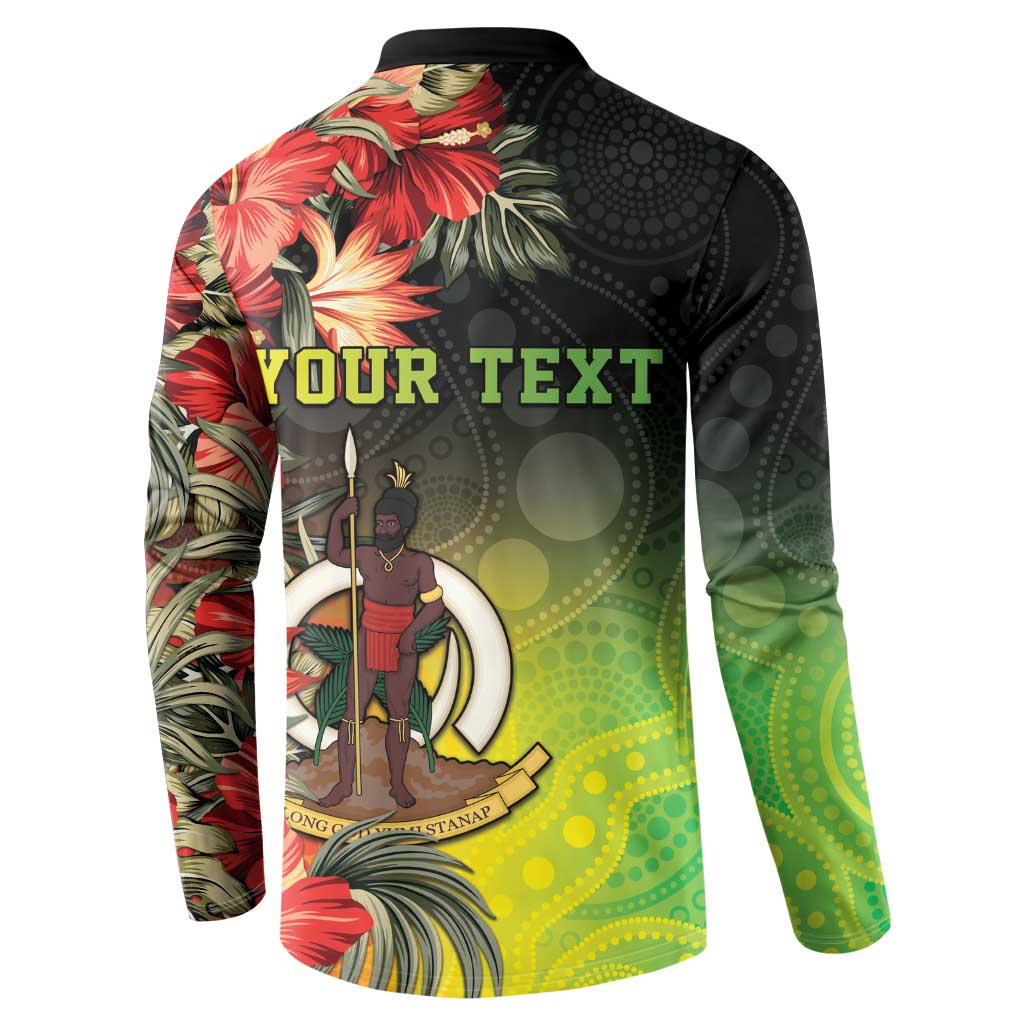 Aboriginal Dot Art Vanuatu Personalised Button Sweatshirt Tropical Flowers LT05 - Polynesian Pride