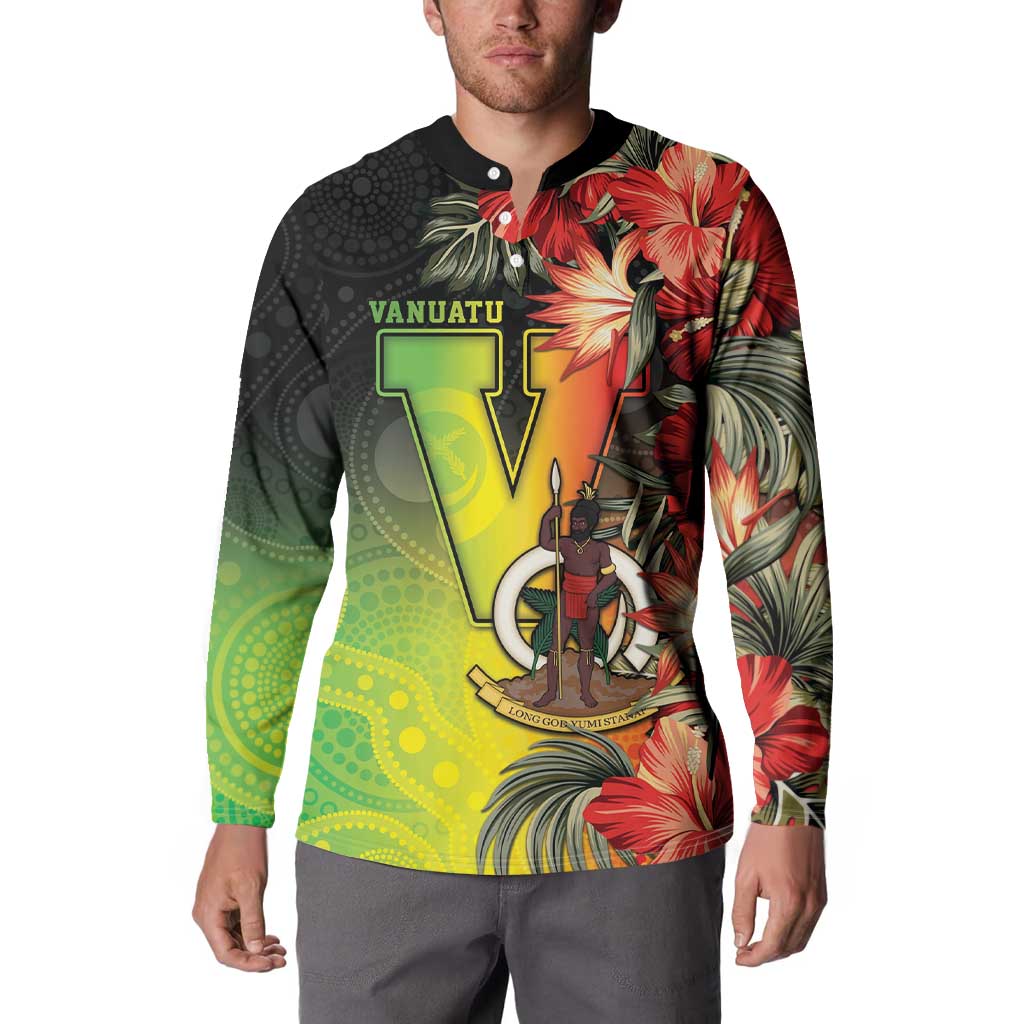 Aboriginal Dot Art Vanuatu Personalised Button Sweatshirt Tropical Flowers LT05 - Polynesian Pride