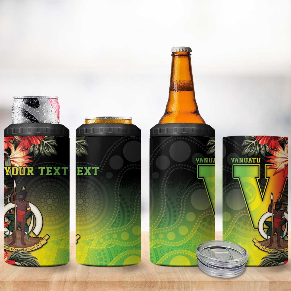 Aboriginal Dot Art Vanuatu Personalised 4 in 1 Can Cooler Tumbler Tropical Flowers LT05 - Polynesian Pride