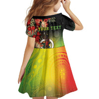 Aboriginal Dot Art Vanuatu Personalised Family Matching Long Sleeve Bodycon Dress and Hawaiian Shirt Tropical Flowers
