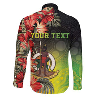 Aboriginal Dot Art Vanuatu Personalised Family Matching Long Sleeve Bodycon Dress and Hawaiian Shirt Tropical Flowers