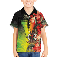 Aboriginal Dot Art Vanuatu Personalised Family Matching Long Sleeve Bodycon Dress and Hawaiian Shirt Tropical Flowers