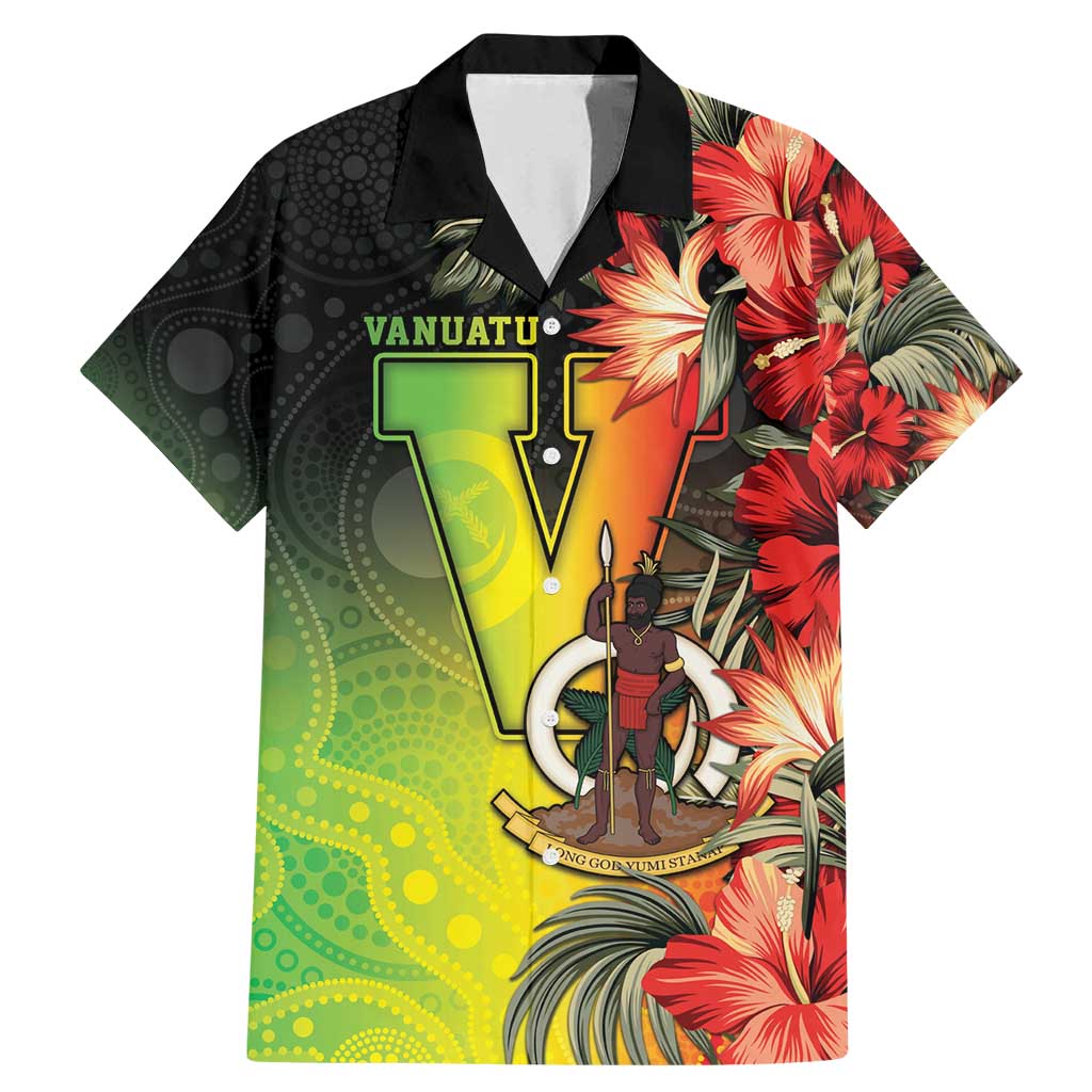 Aboriginal Dot Art Vanuatu Personalised Family Matching Mermaid Dress and Hawaiian Shirt Tropical Flowers