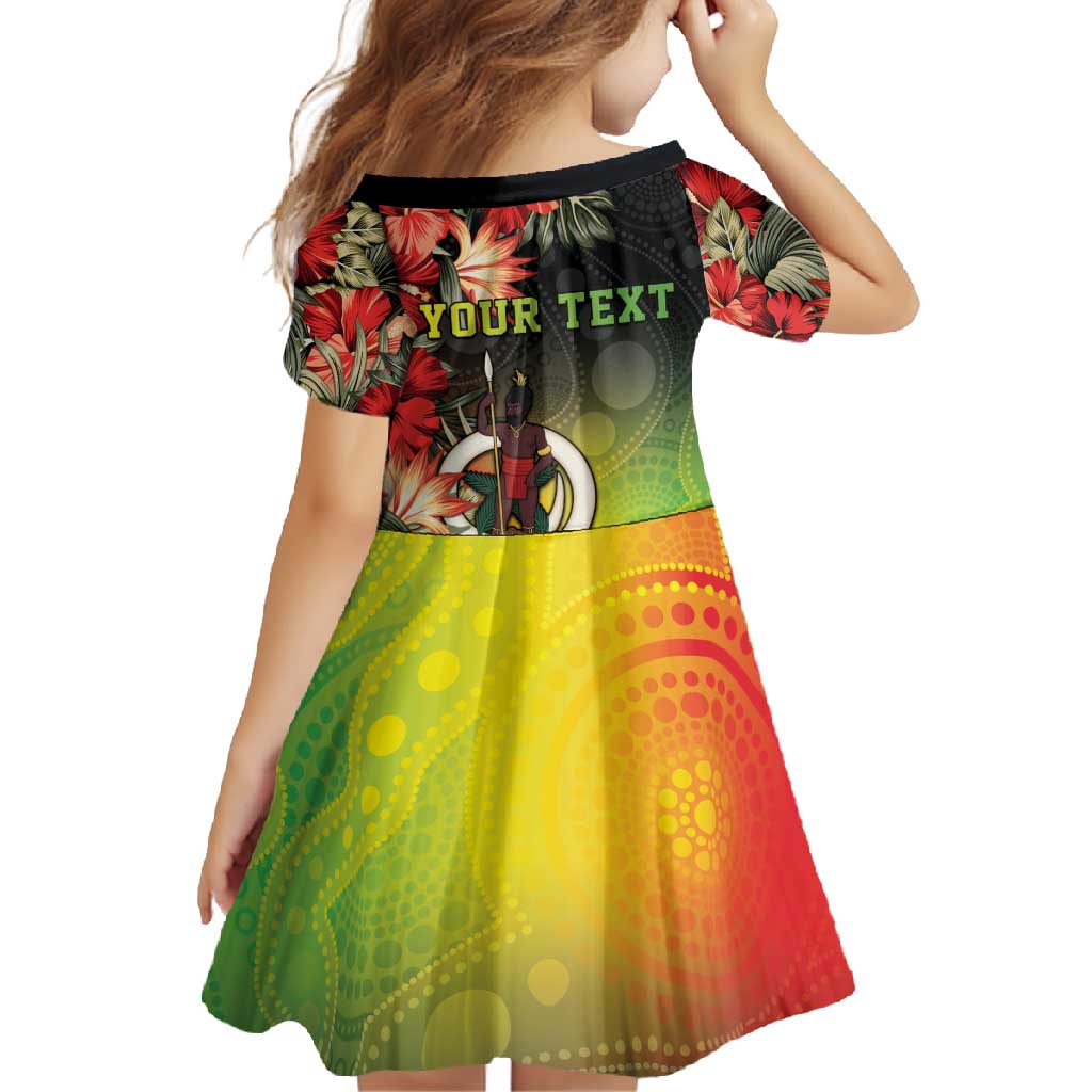 Aboriginal Dot Art Vanuatu Personalised Family Matching Off Shoulder Maxi Dress and Hawaiian Shirt Tropical Flowers