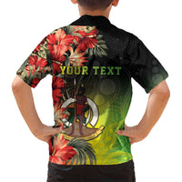 Aboriginal Dot Art Vanuatu Personalised Family Matching Puletasi and Hawaiian Shirt Tropical Flowers