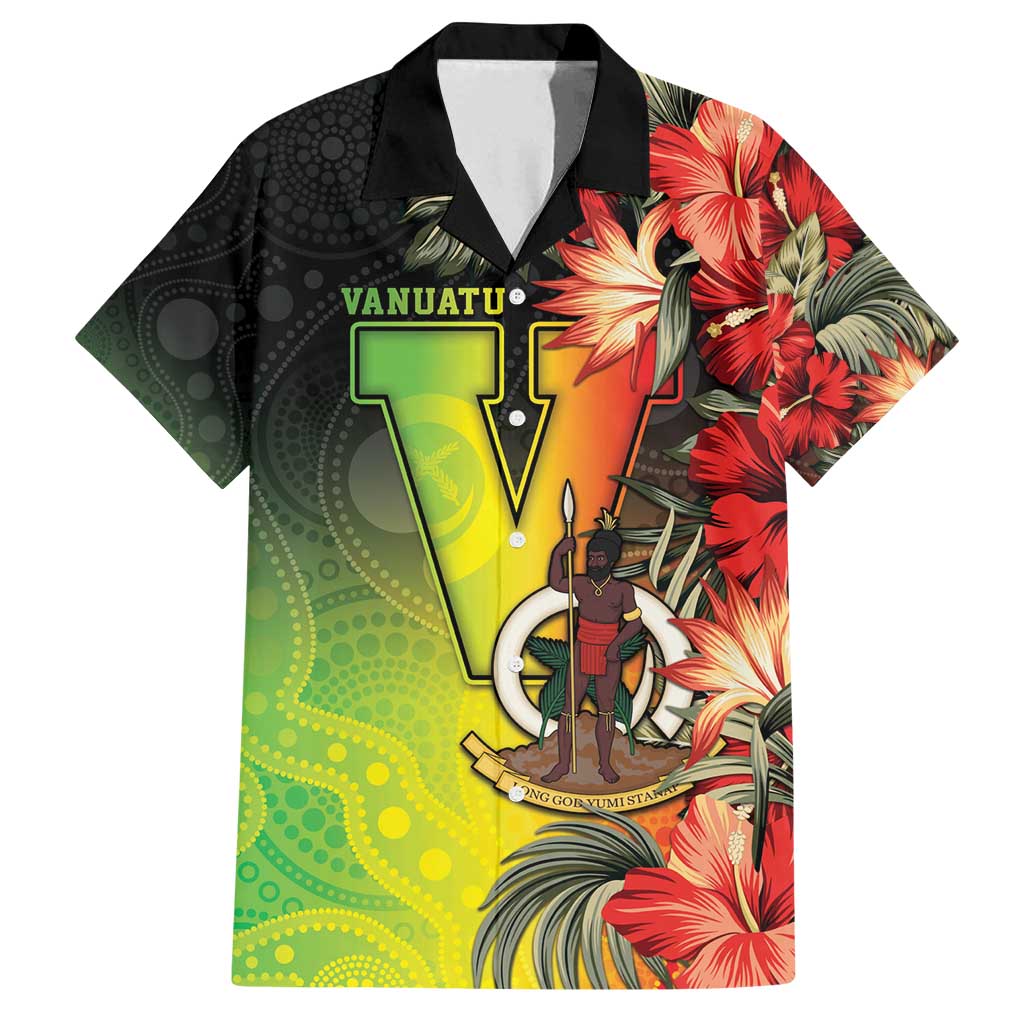 Aboriginal Dot Art Vanuatu Personalised Family Matching Puletasi and Hawaiian Shirt Tropical Flowers