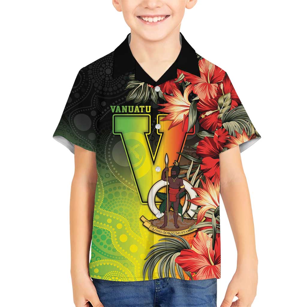 Aboriginal Dot Art Vanuatu Personalised Family Matching Puletasi and Hawaiian Shirt Tropical Flowers