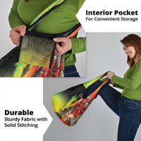 Aboriginal Dot Art Vanuatu Grocery Bag Tropical Flowers